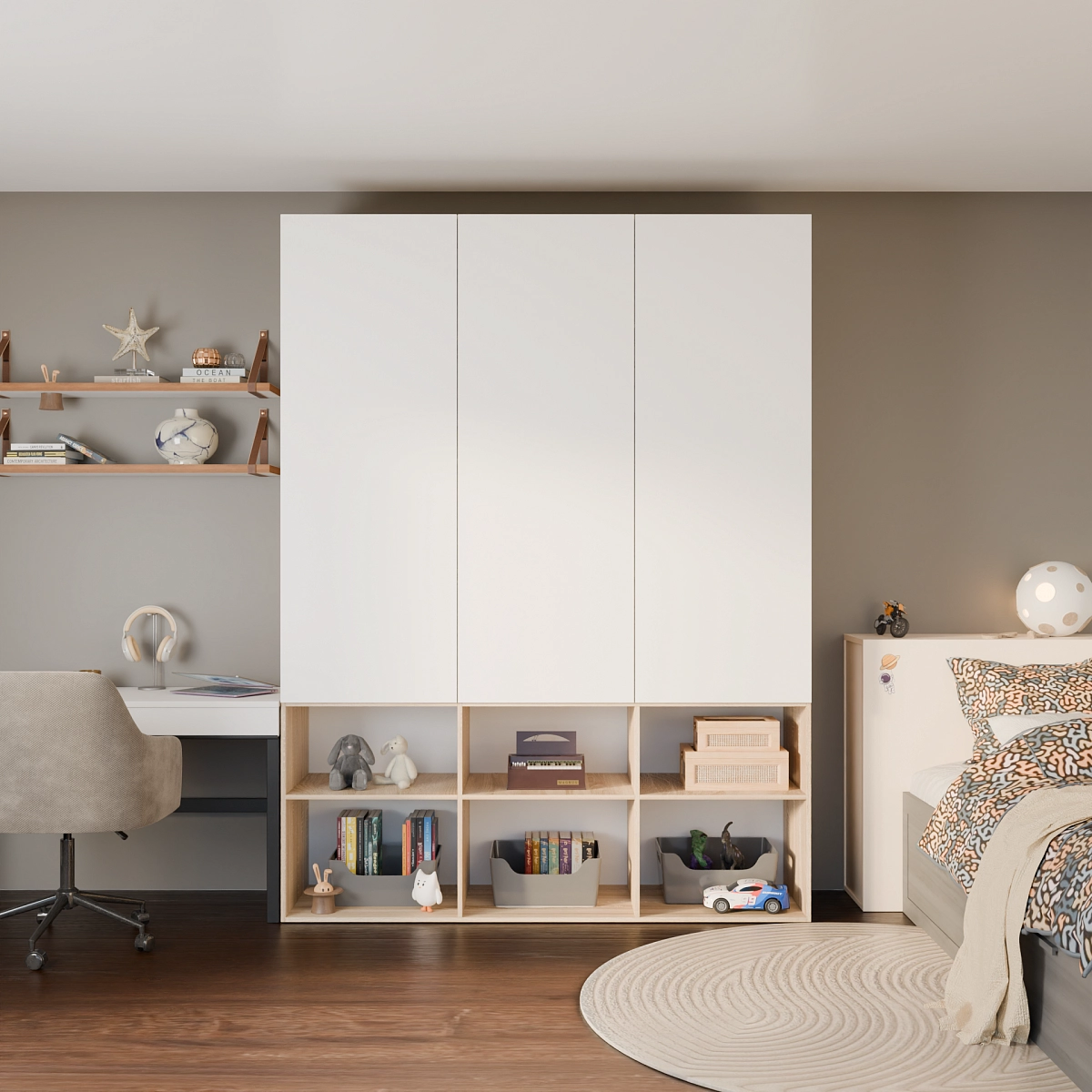 Шкаф со стеллажом Антарес Дуб сонома/белый